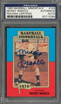 1980 TCMA "Baseball Immortals" #145 Mickey Mantle Signed Card - PSA/DNA Authentic
